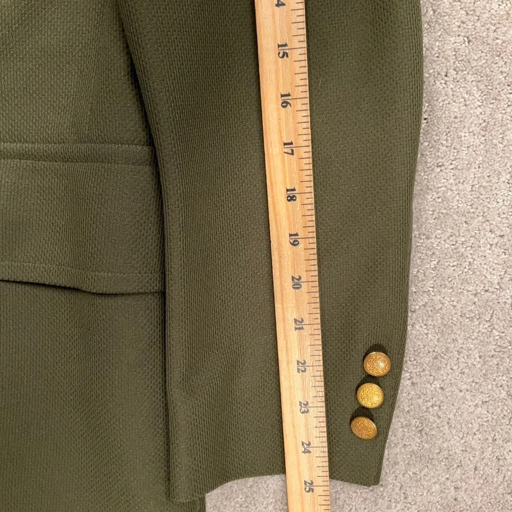 Palm Beach Suit Mens 42R Olive Green 2pc Gold Button 70s Leisure USA Officewear
